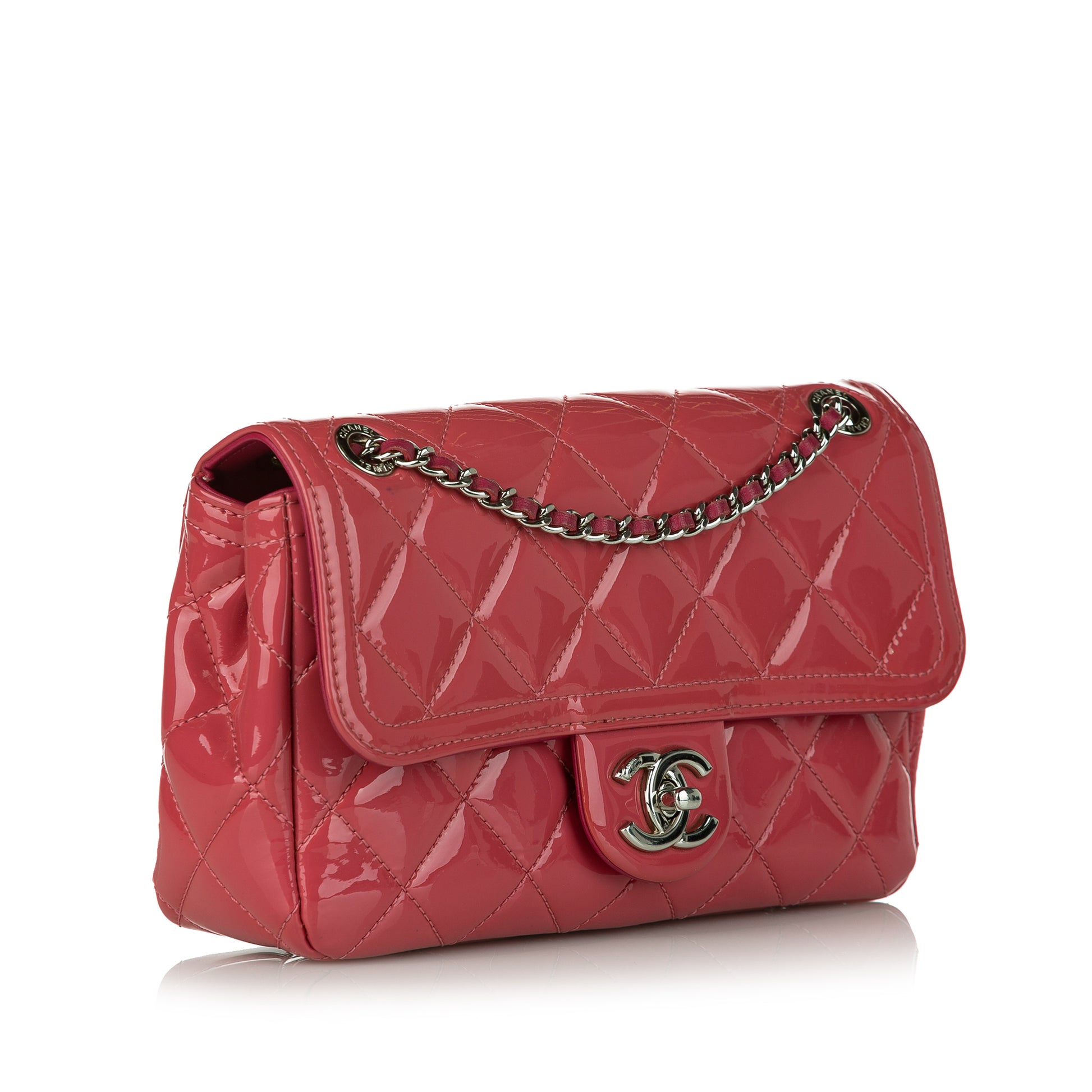 Small Coco Shine Patent Leather Flap Bag Red - Gaby Paris