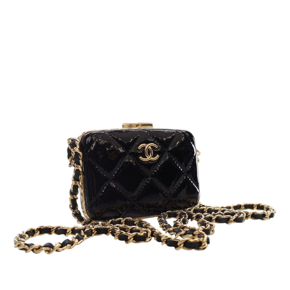 Chanel Small Glazed Goatskin Boîte With Chain Noir – GABY PARIS Authentique