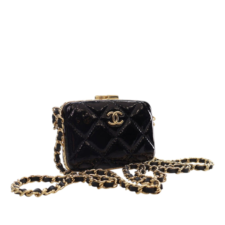 Chanel Small Glazed Goatskin Boîte With Chain Noir – GABY PARIS Authentique