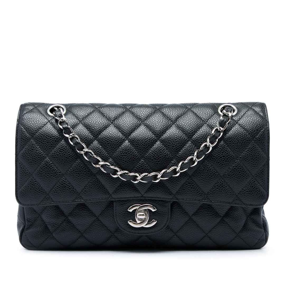 Classic Double rabat Moyen Cuir caviar Noir