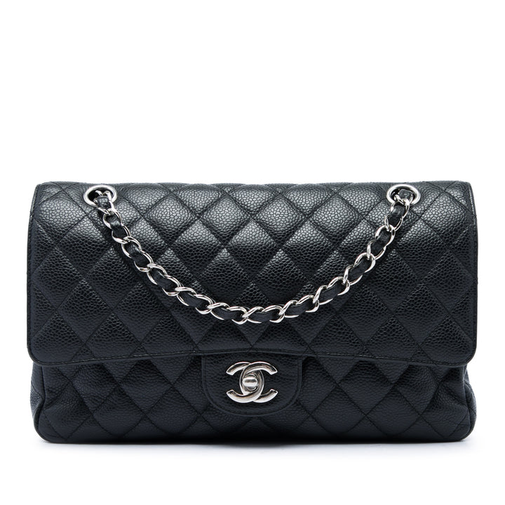 Classic Double rabat Moyen Cuir caviar Noir