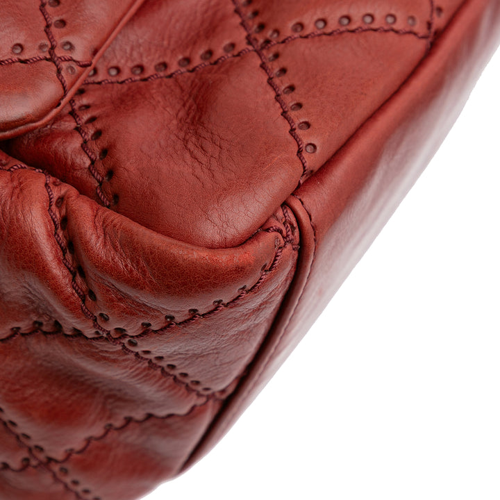 CC Quilted Calfskin Ultimate Stitch Retro Chain Flap Red - Gaby Paris