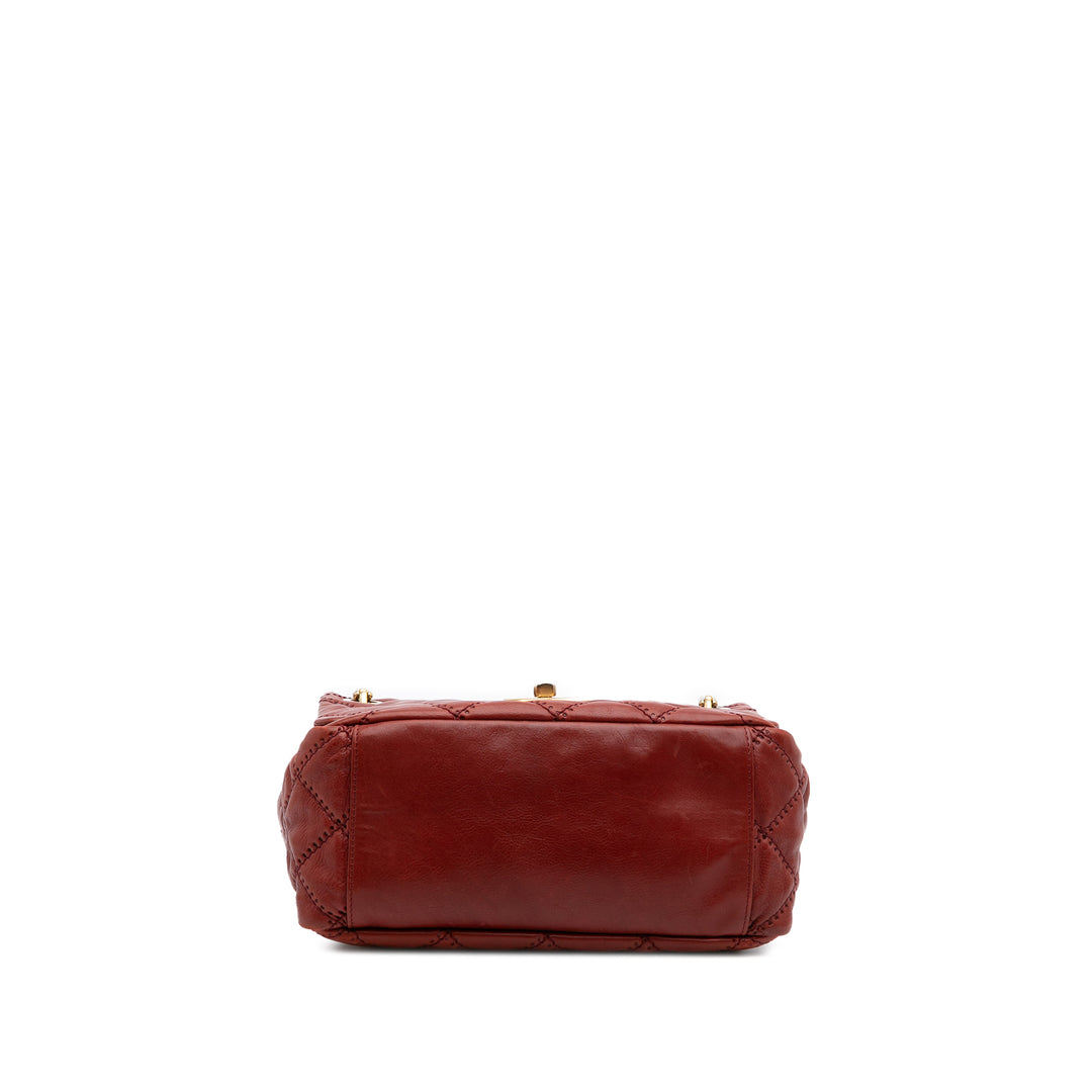 CC Quilted Calfskin Ultimate Stitch Retro Chain Flap Red - Gaby Paris
