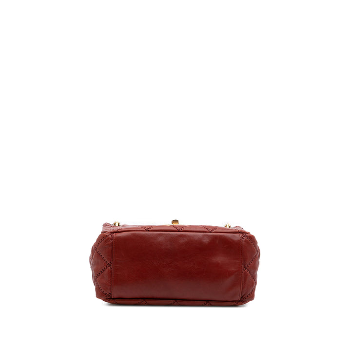 CC Quilted Calfskin Ultimate Stitch Retro Chain Flap Red - Gaby Paris