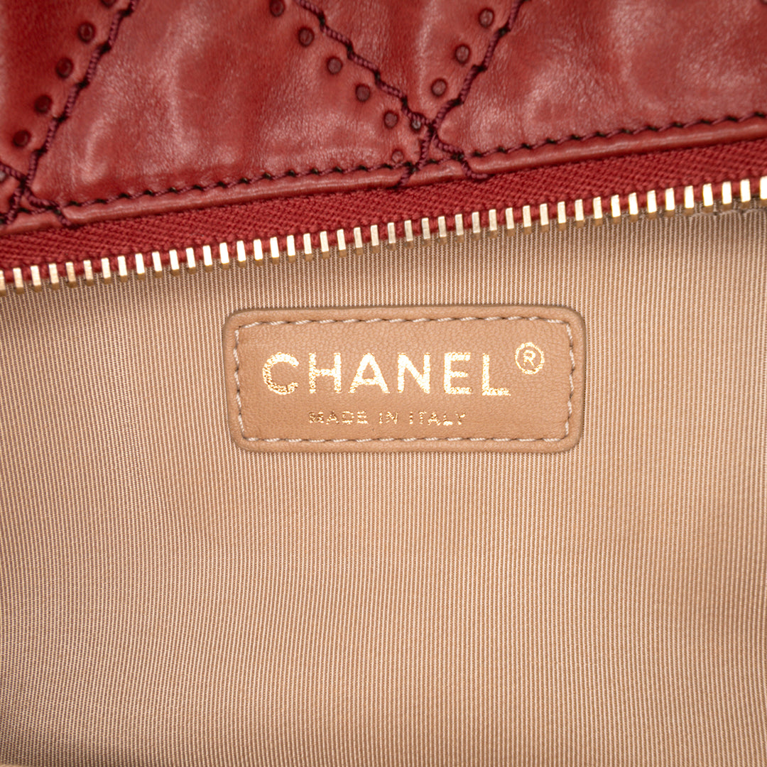CC Quilted Calfskin Ultimate Stitch Retro Chain Flap Red - Gaby Paris