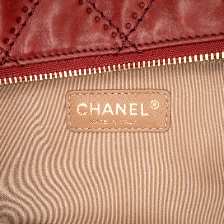 CC Quilted Calfskin Ultimate Stitch Retro Chain Flap Red - Gaby Paris