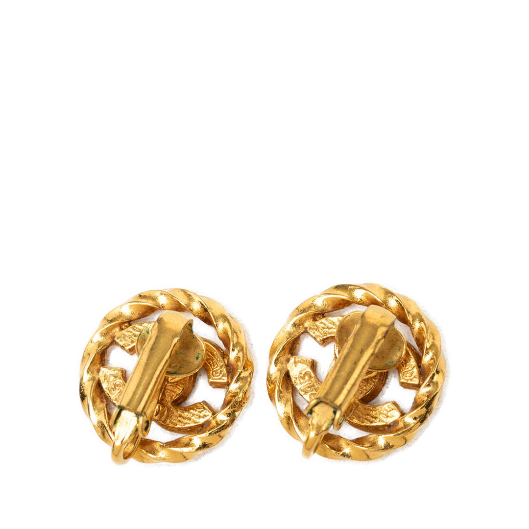 CC plaqué Strass À clip Boucles d'oreilles Doré