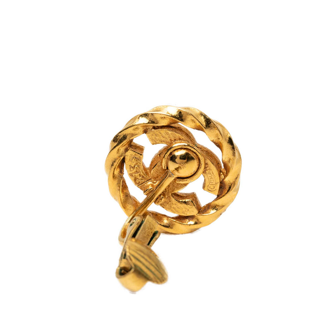 CC plaqué Strass À clip Boucles d'oreilles Doré