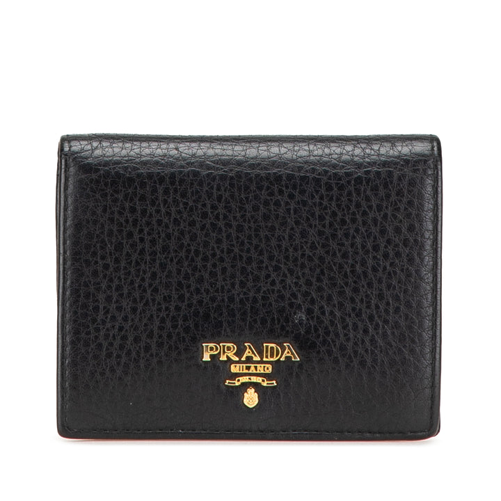 Vitello Grain Bifold Wallet Black - Gaby Paris