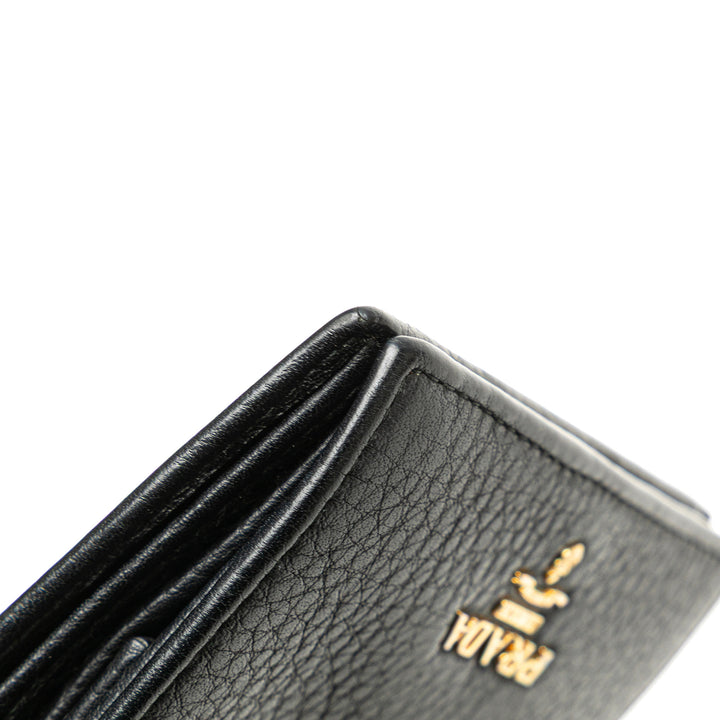 Vitello Grain Bifold Wallet Black - Gaby Paris