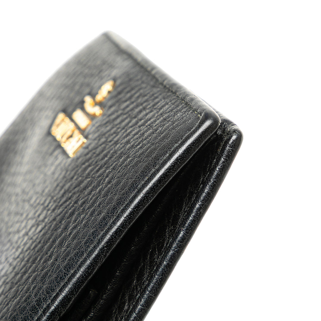 Vitello Grain Bifold Wallet Black - Gaby Paris