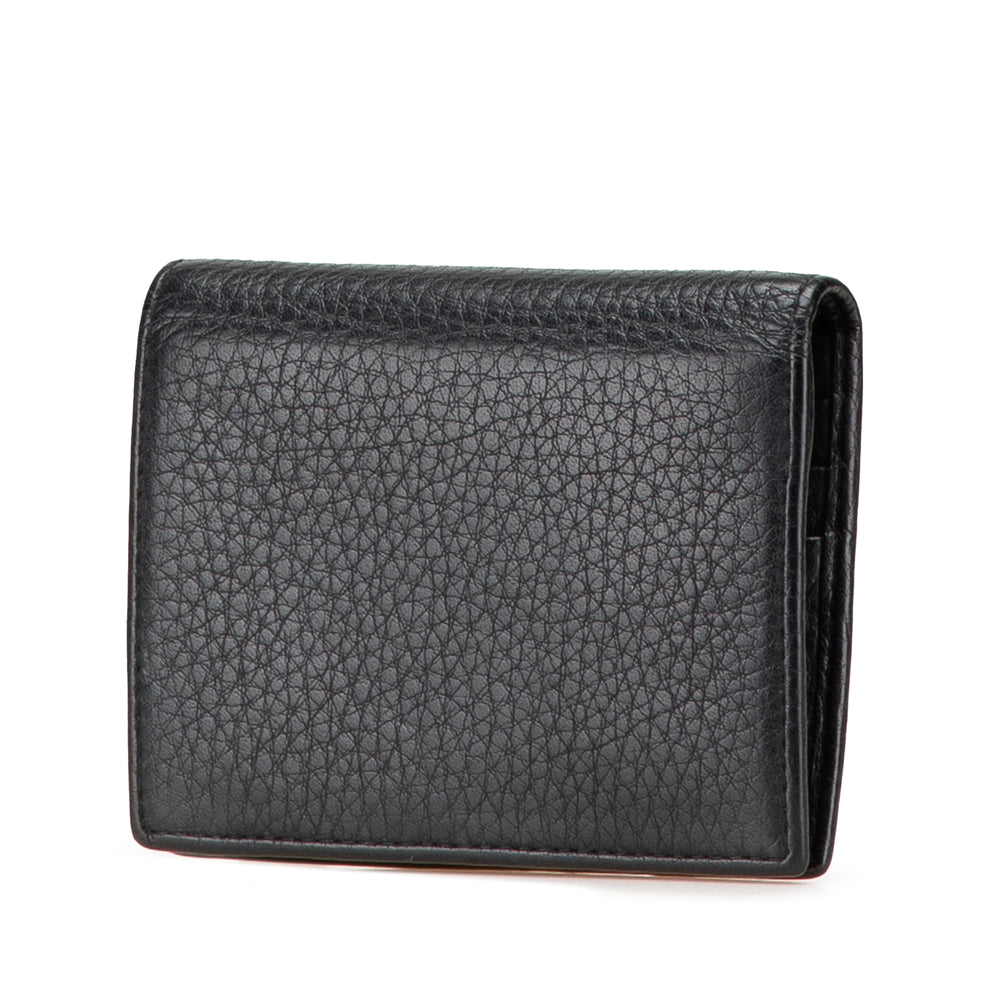 Vitello Grain Bifold Wallet Black - Gaby Paris