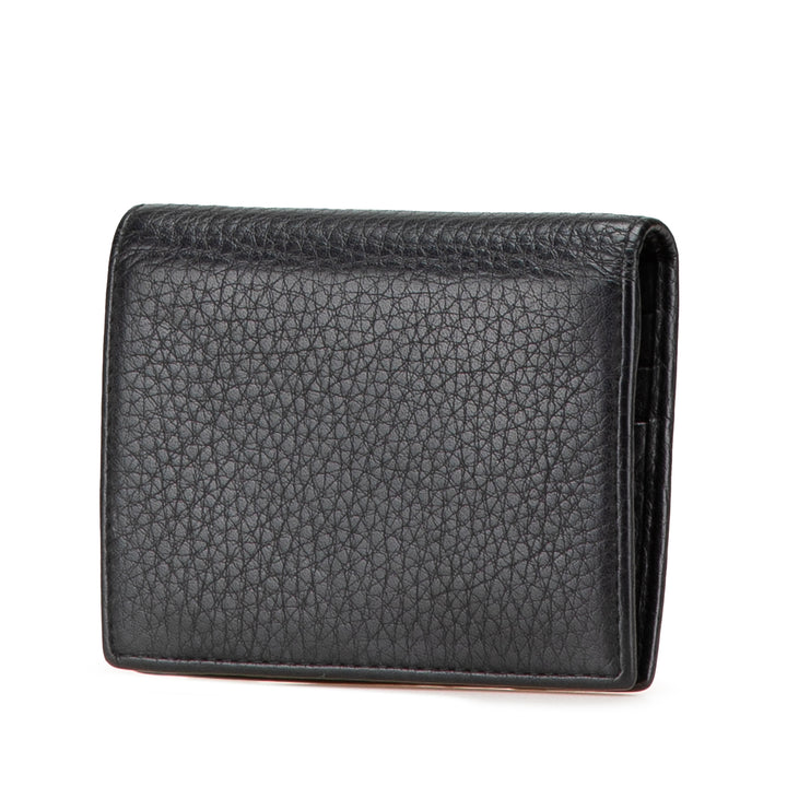Vitello Grain Bifold Wallet Black - Gaby Paris