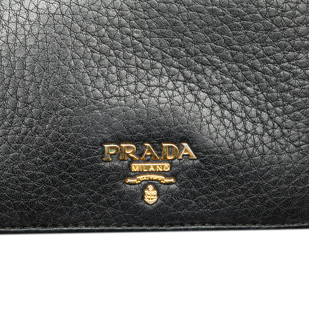 Vitello Grain Bifold Wallet Black - Gaby Paris