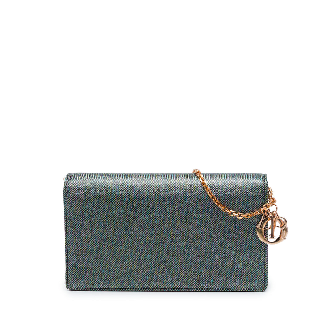Dior Houndstooth Wallet on Chain Toile enduite Gris – vue principale – GABY PARIS