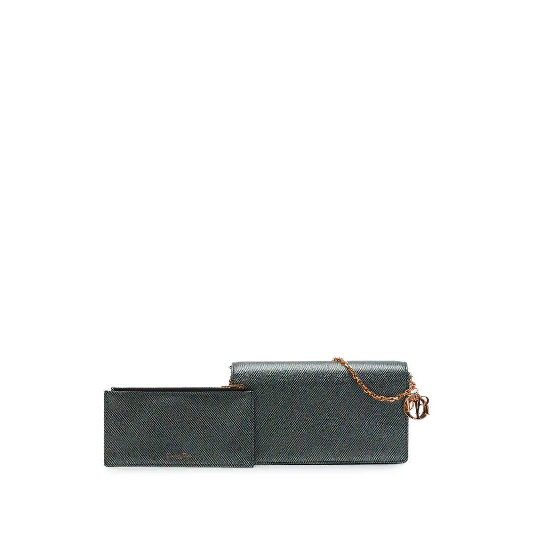 Dior Houndstooth Wallet on Chain Toile enduite Gris – vue 6 – GABY PARIS