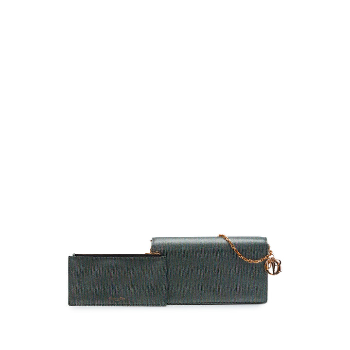 Dior Houndstooth Wallet on Chain Toile enduite Gris – vue 6 – GABY PARIS