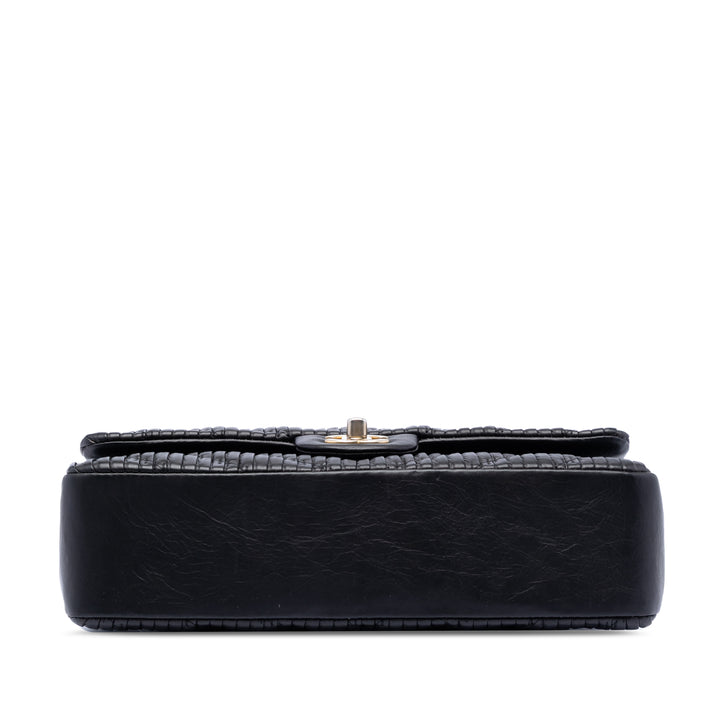 Chanel Medium Classic Chevron Cuir de veau Pleated Double rabat