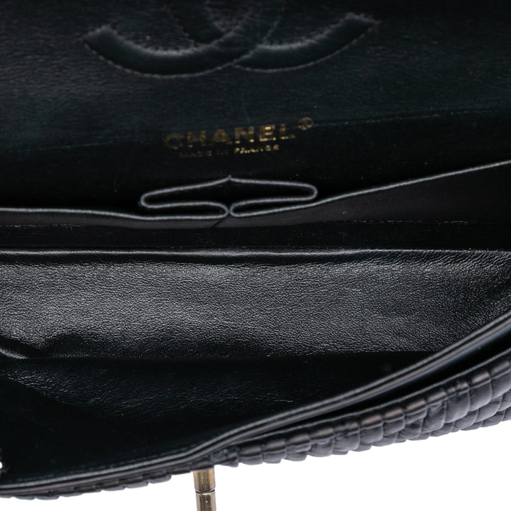 Chanel Medium Classic Chevron Cuir de veau Pleated Double rabat