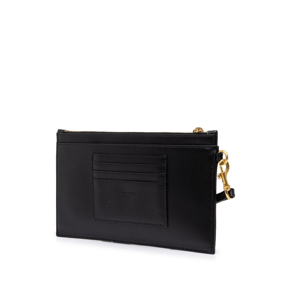 Saint Laurent Grain De Poudre Chevron Bill Pochette Monogram Noir – vue 2 – GABY PARIS