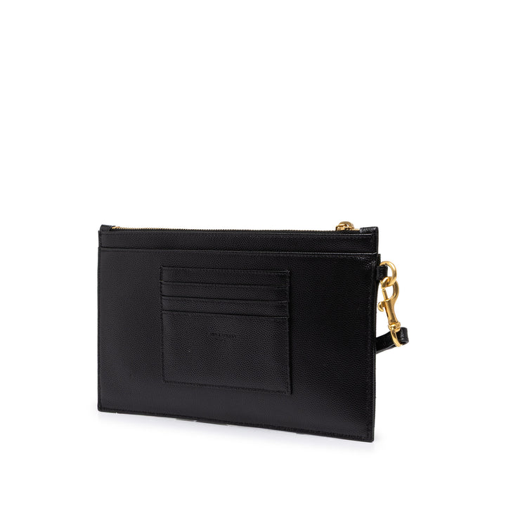 Saint Laurent Grain De Poudre Chevron Bill Pochette Monogram Noir – vue 2 – GABY PARIS