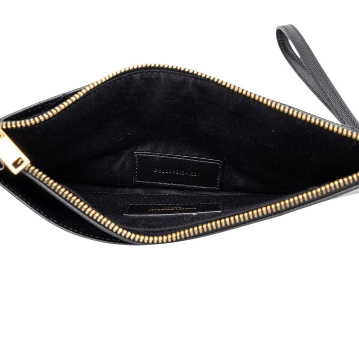 Saint Laurent Grain De Poudre Chevron Bill Pochette Monogram Noir – vue 4 – GABY PARIS