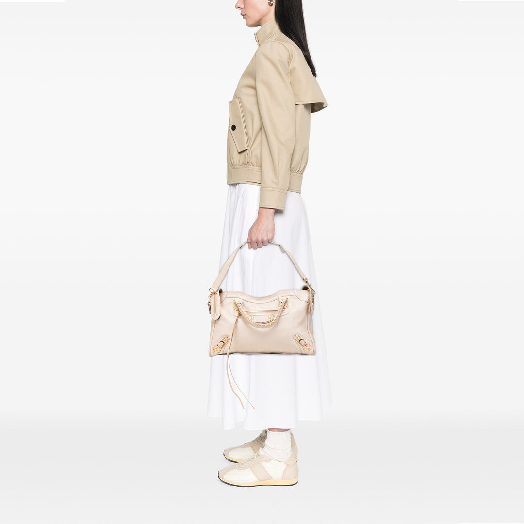 Balenciaga Chevre Motocross Classic Métallisé Edge City Sac cartable Marron