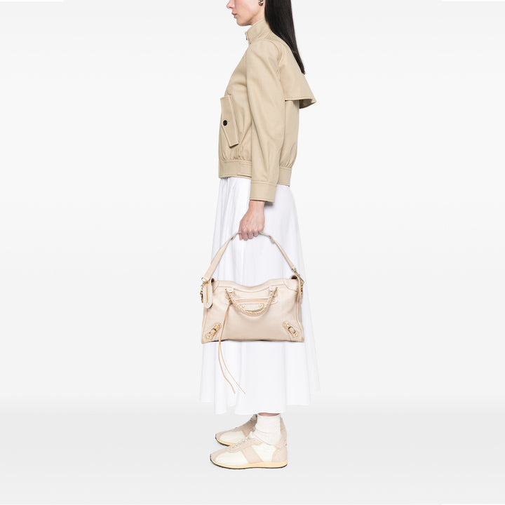 Balenciaga Chevre Motocross Classic Métallisé Edge City Sac cartable Marron