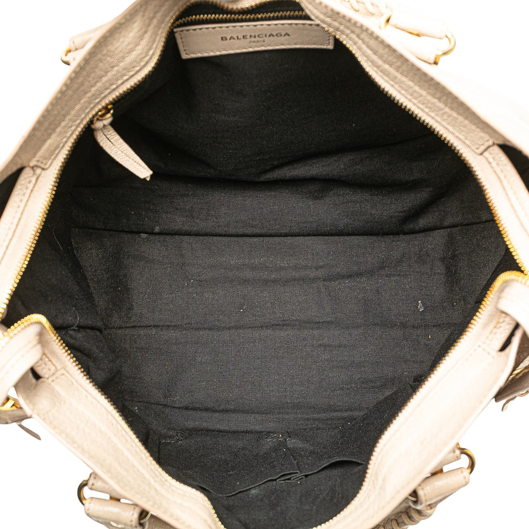 Balenciaga Chevre Motocross Classic Métallisé Edge City Sac cartable Marron