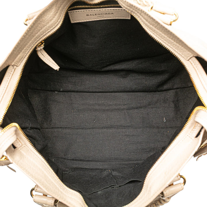 Balenciaga Chevre Motocross Classic Métallisé Edge City Sac cartable Marron