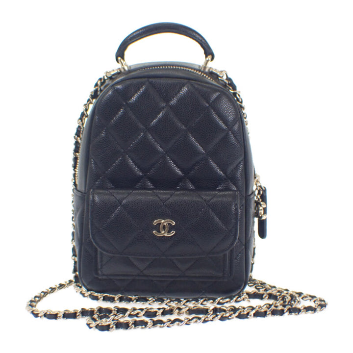 CC Matelassé Sac à dos Mini Cuir caviar Noir