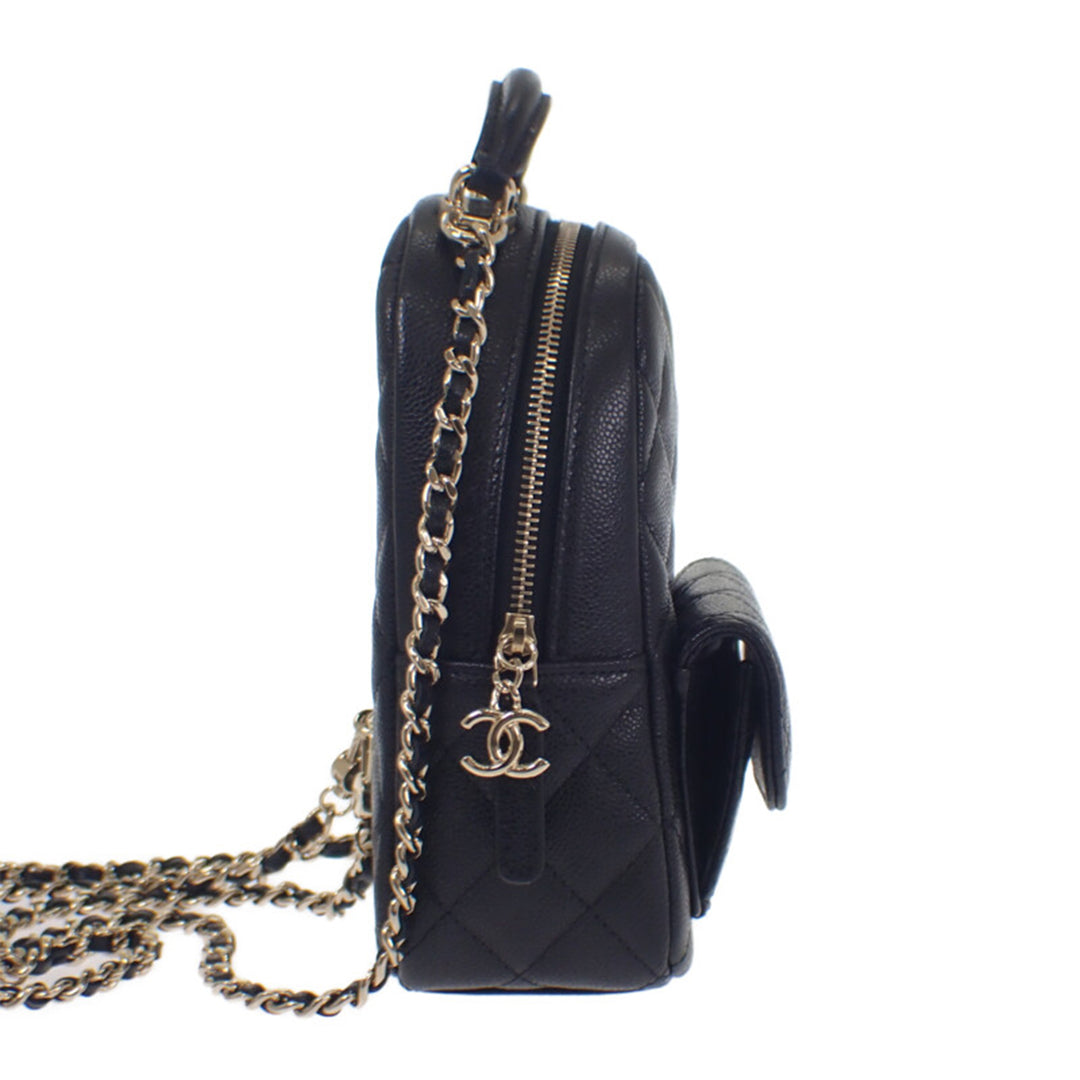 CC Matelassé Sac à dos Mini Cuir caviar Noir