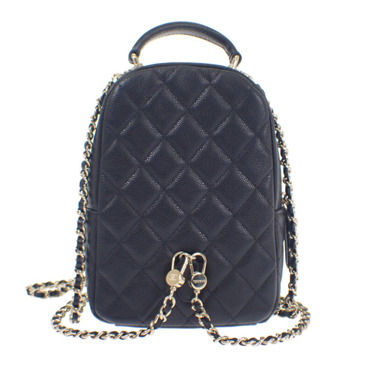 CC Matelassé Sac à dos Mini Cuir caviar Noir