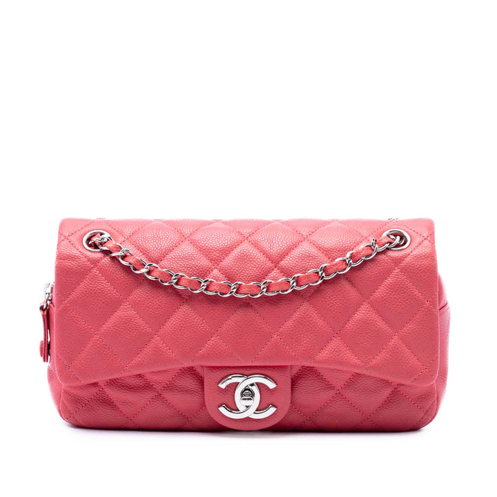 Matelassé Easy à rabat Moyen Cuir caviar Rose