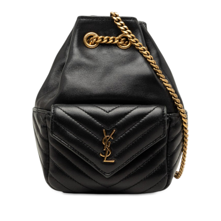 Saint Laurent Mini Chevron Cuir d'agneau Joe Bucket Sac