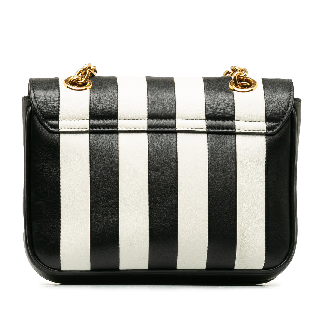 Small C Striped Leather Bag Black - Gaby Paris