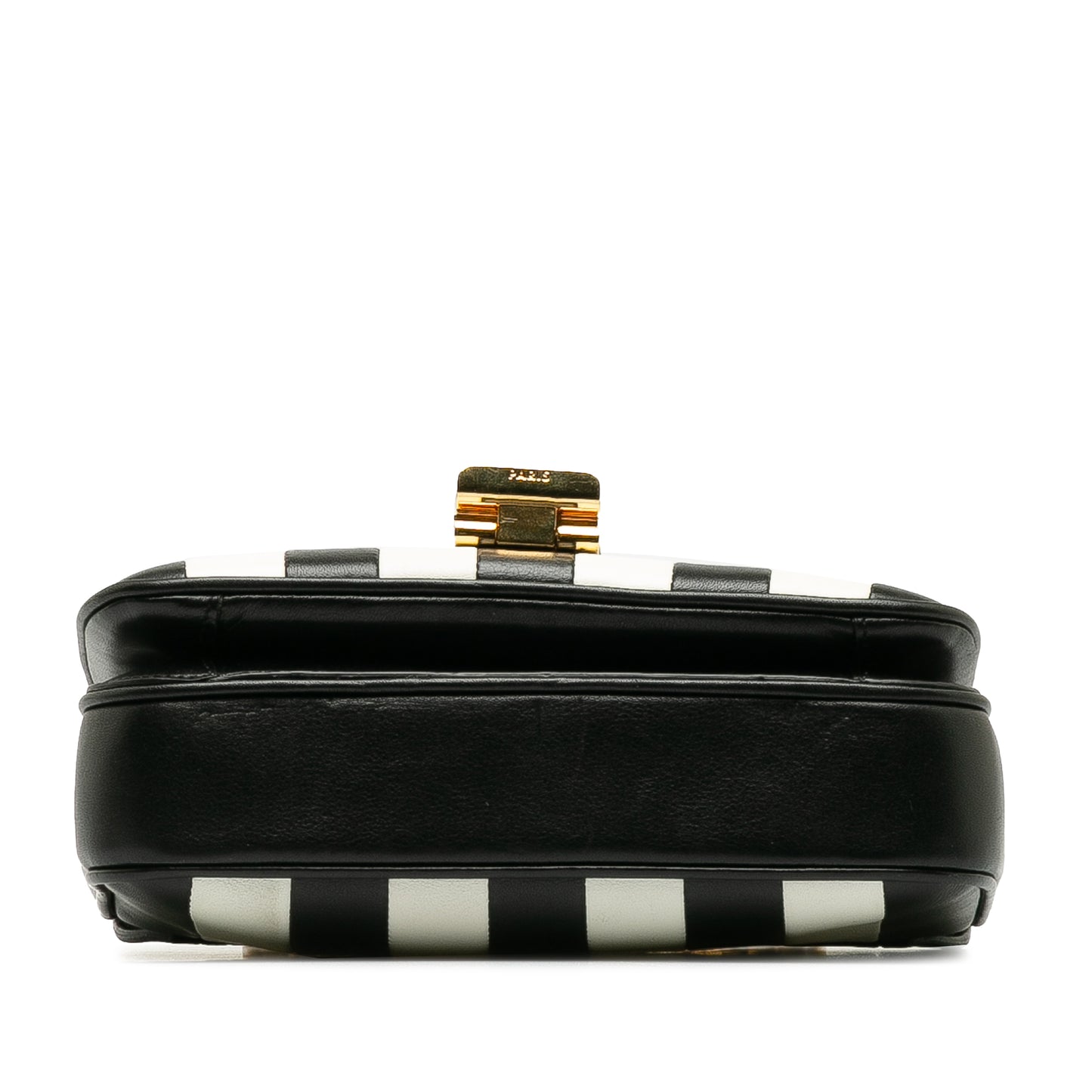 Small C Striped Leather Bag Black - Gaby Paris