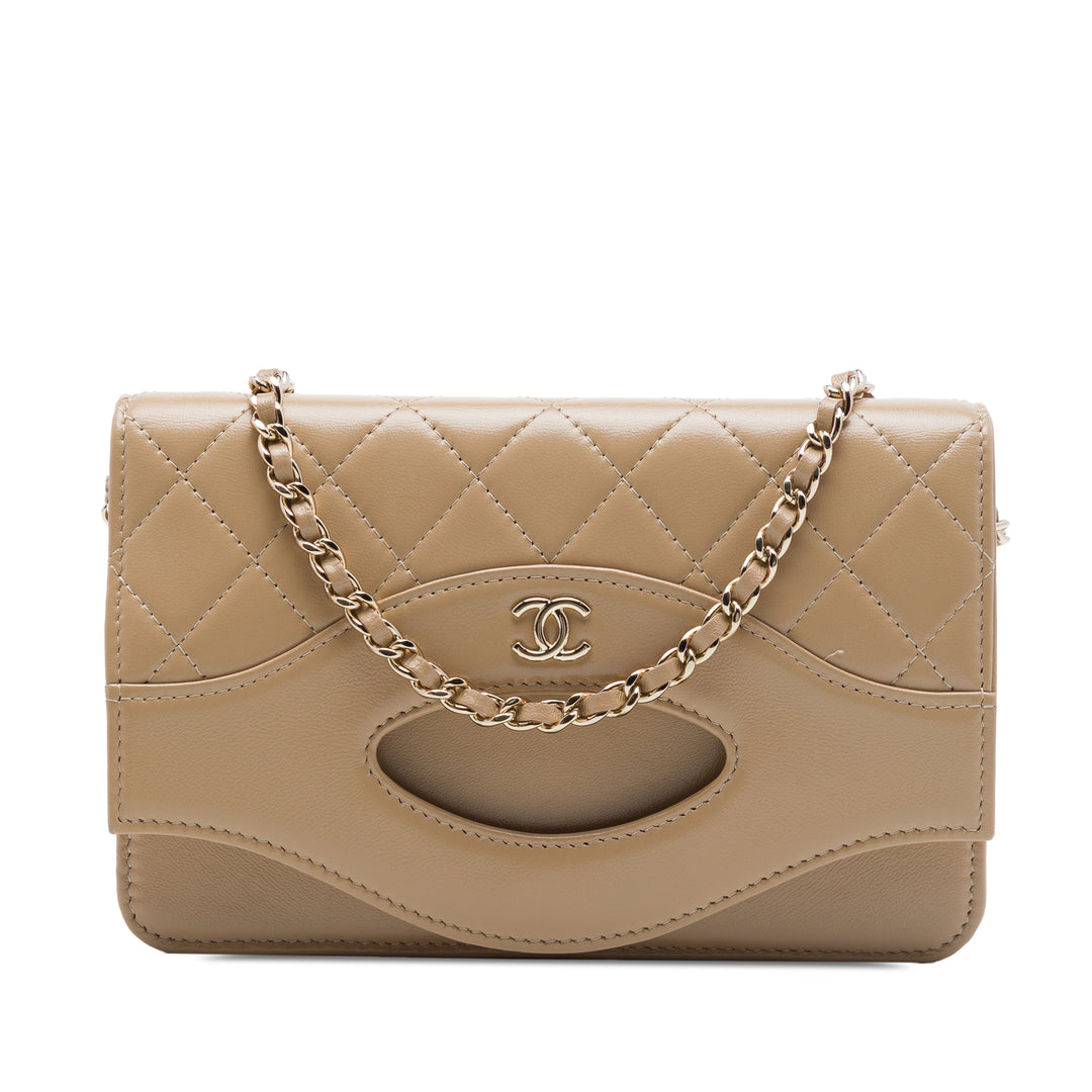 Matelassé brillant 31 Wallet on Chain Cuir d'agneau Marron