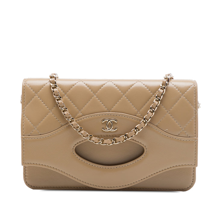 Matelassé brillant 31 Wallet on Chain Cuir d'agneau Marron