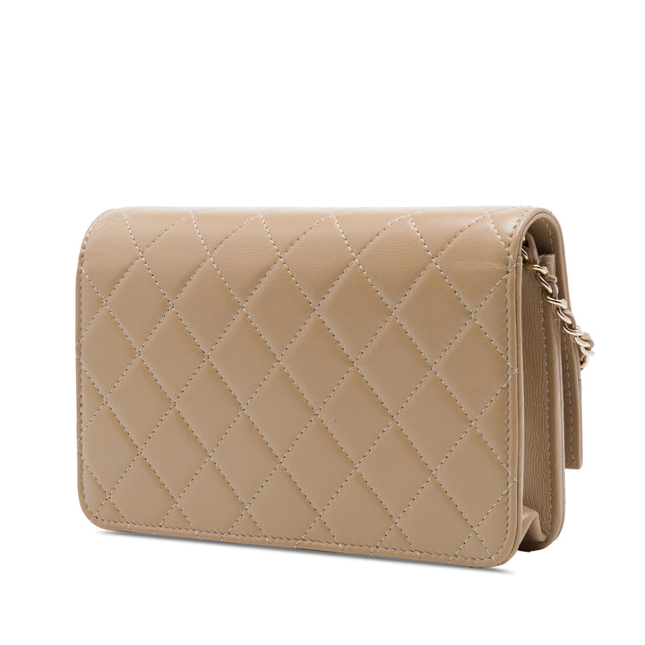 Matelassé brillant 31 Wallet on Chain Cuir d'agneau Marron