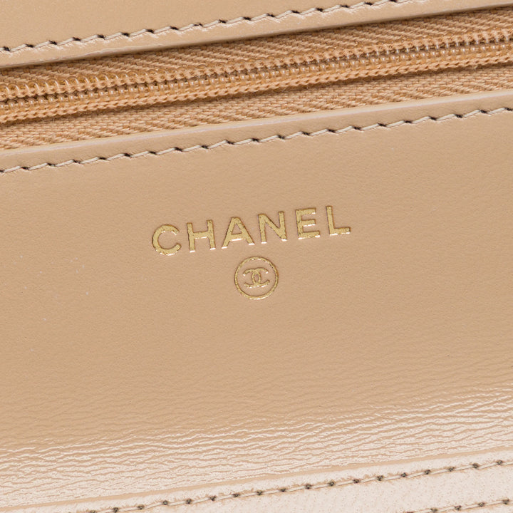 Matelassé brillant 31 Wallet on Chain Cuir d'agneau Marron