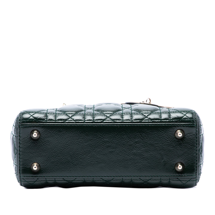 Dior Sac à main Lady Dior froissé Cannage Petit Vert – vue 3 – GABY PARIS