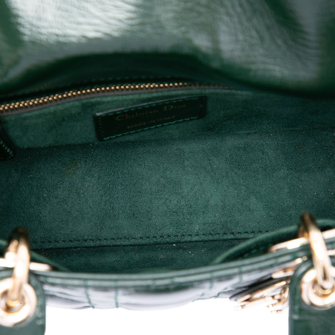 Dior Sac à main Lady Dior froissé Cannage Petit Vert – vue 4 – GABY PARIS