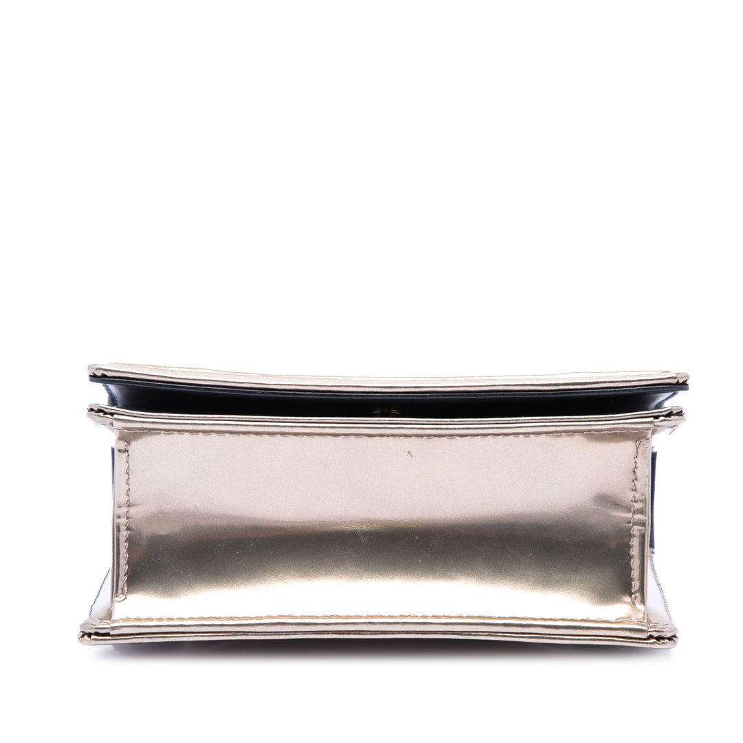 Dior Metallic Cuir verni Microcannage Diorama Wallet on Chain