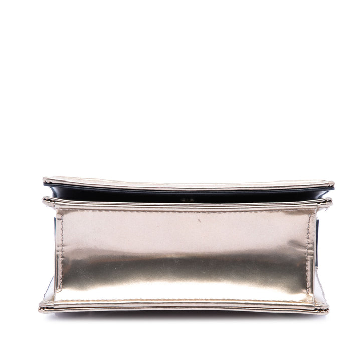 Dior Metallic Cuir verni Microcannage Diorama Wallet on Chain