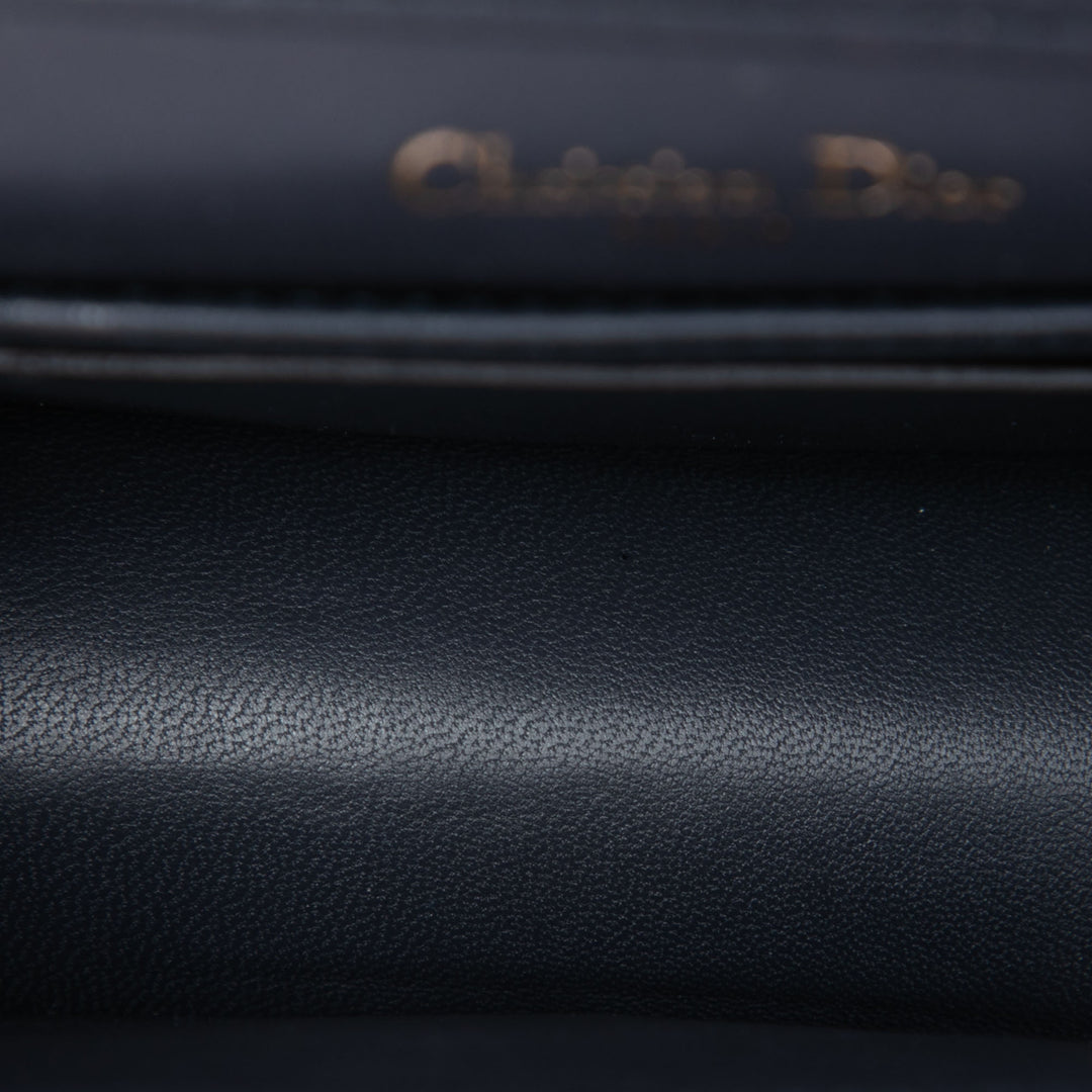 Dior Metallic Cuir verni Microcannage Diorama Wallet on Chain