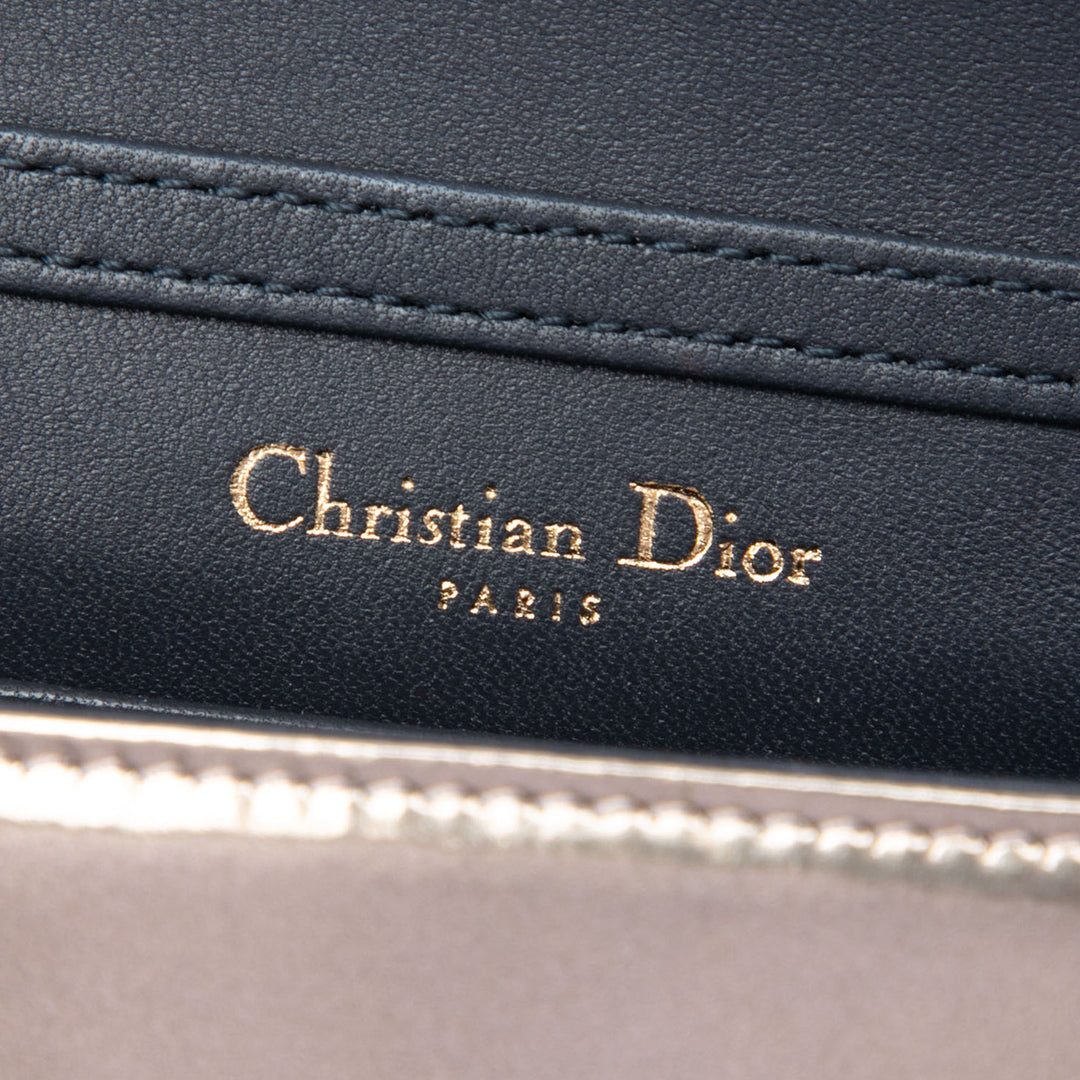 Dior Metallic Cuir verni Microcannage Diorama Wallet on Chain
