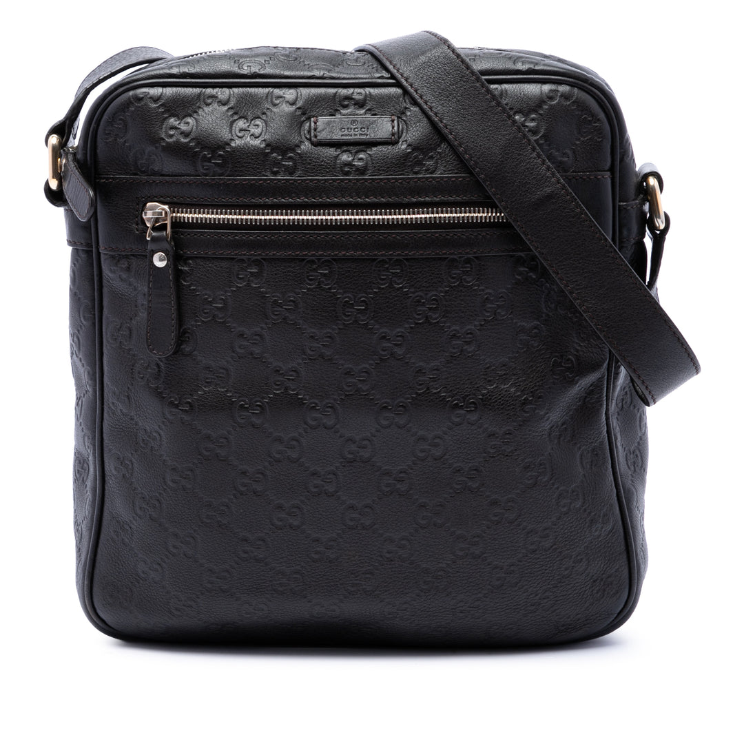 Gucci Sac bandoulière Guccissima Marron – vue principale – GABY PARIS