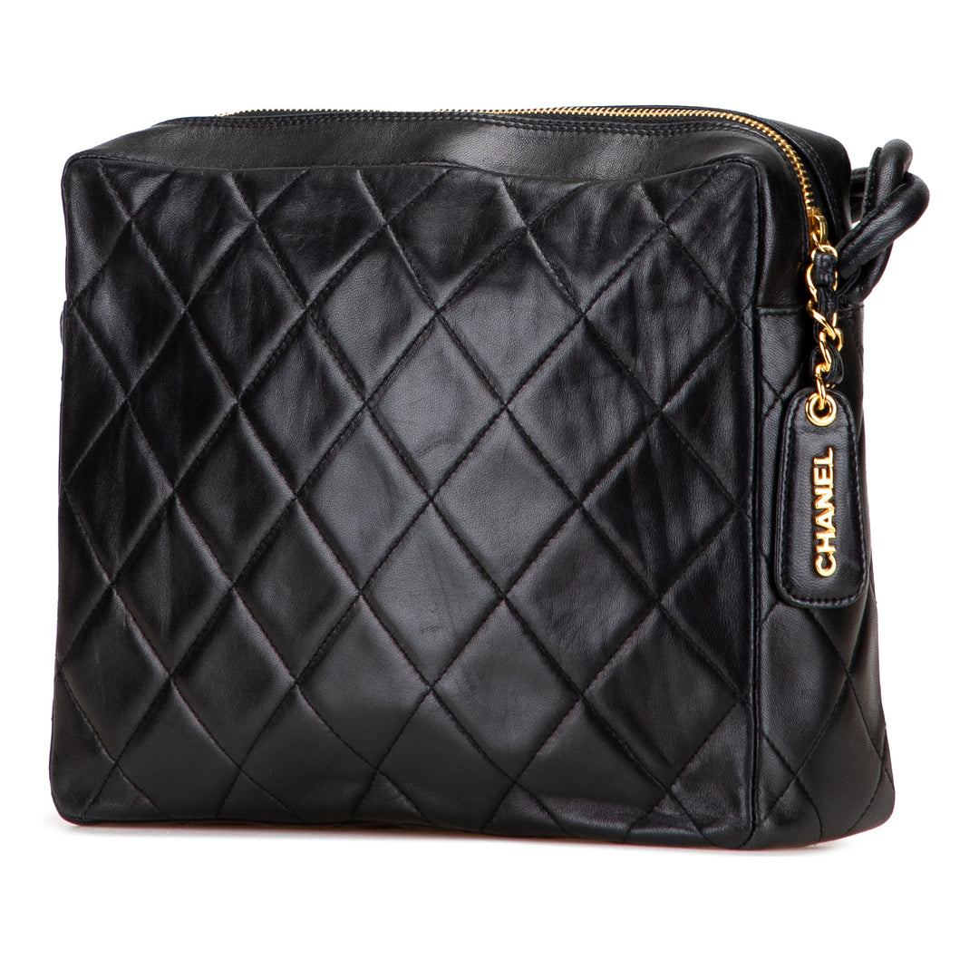Chanel CC Quilted Cuir d’agneau Twisted Strap Sac porté croisé Noir