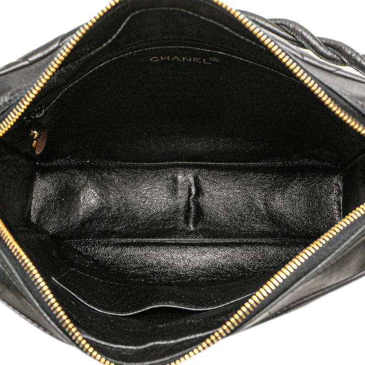 Chanel CC Quilted Cuir d’agneau Twisted Strap Sac porté croisé Noir